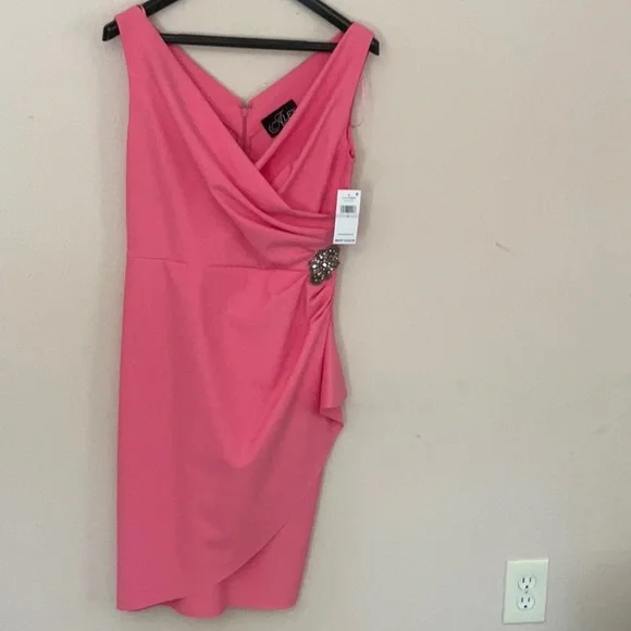 Alex Evenings | Dresses | Alex Evenings Pink Pleated Wrap Sheath Dress |  Poshmark